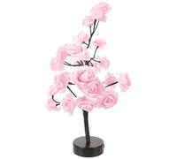 DECOMELODY LED Rose Tree Lamp Pink Flower Desk Light Table Decoration Birthday Wedding Party 1pcs Black Base Battery Not Included