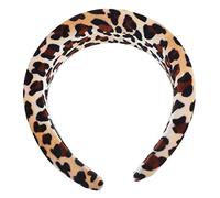 DECOMELODY Leopard Print Wide Headband for Women Coffee Brown Sponge Velvet Hair Accessory Suitable for Curly and Short Hair Daily Wear