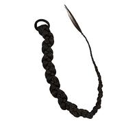 DECOMELODY Long Braided Ponytail Extension for Black Women Natural Black High Temperature Hairpiece Wrap Around Puffball Hair Bun for Daily Wear Costume and Party Use
