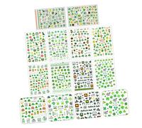 DECOMELODY Lucky Four Leaf Clover Nail Art Stickers Set 10 Sheets Decorative Manicure Decals Irish Nail Decorative Stickers for Festival and Everyday