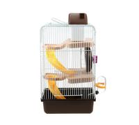 DECOMELODY Luxury Three Layer Hamster Cage Pet House for Small Animals Portable Chinchilla Design Coffee