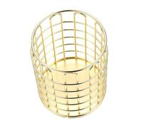 DECOMELODY Makeup Brush Holder and Desktop Organizer, Iron Cosmetic Brush Storage Box with Gold Arched Design, Suitable for Home Vanity and Dressing Table