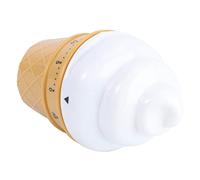 DECOMELODY Mechanical Ice Cream Kitchen Timer White Wind Up Cooking Reminder for Baking and Management Suitable for Autism and Special Needs