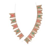 DECOMELODY Merry Christmas Burlap Garland Rustic Xmas Tree Banner Decor for Mantle Fireplace Indoor Outdoor Party Supplies Reusable Natural Burlap Hanging Celebration Decoration