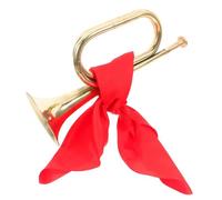 DECOMELODY Metal Bugle Trumpet Military Style Performance Instrument with Red Scarf, Beginner Horn Instrument for Teen Musical Band and School Orchestra