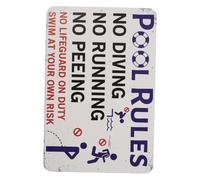 DECOMELODY Metal Pool Rules Sign Durable Warning Board for Outdoor Swimming Pools Easy to Hang Caution Sign for Safety Decor Sturdy Design