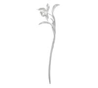 DECOMELODY Metallic Silver Pearl Plum Sticks for Women Long Decorative Pins for Buns Ponytails Updos Chinese Hanfu Inspired Vintage Hair Accessories Enhancing Elegant Hairstyles