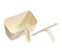 DECOMELODY Mini Kitchen Cleaning Set with Squeegee and Cream White Desktop Waste Bin, Multifunctional Countertop Trash Holder for Home and Office Storage