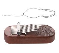 DECOMELODY Mini Wooden Kalimba Thumb Piano, 8 Tone Finger Instrument with Melodious Melody, Brown Pocket Size for Beginners, Boys and Girls, Party and Relaxation