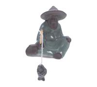 DECOMELODY Miniature Chinese Fisherman Figurine Ceramic Bonsai Sculpture Asian Zen Micro Landscape Decoration for Tabletop Aquarium Garden Portable Lightweight Artistic Ornament