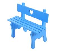 DECOMELODY Miniature Park Bench Model Blue Mini House Furniture Decorative Garden Seat with Arms for Dollhouse Patio and Landscape Accessories