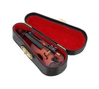 DECOMELODY Miniature Violin Ornament with Bow and Stand Realistic Small Instrument Adornment for Home Office Dorm Decor Smooth Craftsmanship