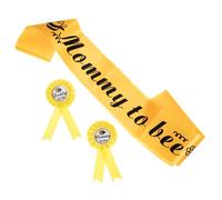DECOMELODY Mommy Maternity Sash and Corsage Pin Shower Photo Prop with Cartoon Bee Design Fashionable Keepsake Belt for Pregnant Moms and Soon Dads Vintage-Inspired Celebration Accessory