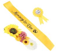 DECOMELODY Mommy Sash with Flower Waist Belt and Corsage Pin Comfortable Maternity Belt for Shower Gender Reveal Photo Props and Decorative Celebration Accessory