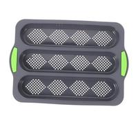 DECOMELODY Multi-Function Silicone Bread Mold with Handles Three-Slot Perforated Baking Pan for French Bread Hot Dogs Sourdough Loaf Non-Stick Oven Baking Tray for Home and Professional