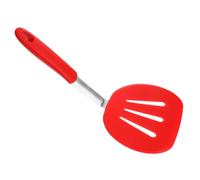 DECOMELODY Multi-Function Slotted Silicone Spatula for Cooking Fish and Steak Ergonomic Non-Stick Kitchen Tool Food-Grade Heat Resistant Wok Turner in Red