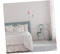 DECOMELODY Multifunctional Flamingo Animal Craft Pendant with Iron Bell Glass Garden Ornament for Outdoor Decorations Easy to Install Pink Hanging Sculpture