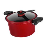 DECOMELODY Multifunctional Low Pressure Cooking Pot Red Non Stick Soup Pot for Gas and Induction Stove Even Heat Distribution Nutrient Rich Steaming Braising Stewing Portable Kitchenware for