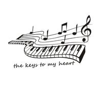 DECOMELODY Music Classroom Wall Sticker Black and White Piano Keys PVC Wall Decals for Home and School Easy to Apply and Remove Stylish Music Note Decoration