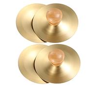 DECOMELODY Musical Instrument Toy with Comfortable Handles Copper 2 Pairs Finger Cymbals Training Hearing and Steady Rhythm 7cm Diameter for Children for Kids Dance and Percussion