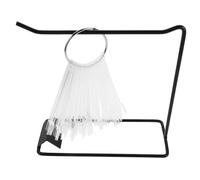 DECOMELODY Nail Art Display Fan Sticks Set 50 Pieces with Black Iron Holder and Ring Acrylic False Nail Practice Tips for Manicure Training