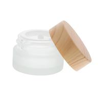 DECOMELODY Nail Art Frosted Glass Cup with Lid Large Wooden Frosted Manicure Liquid Container Pen Brush Cleaning Cup for Nail Accessories and Gel Removal