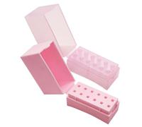 DECOMELODY Nail Drill Bit Organizer and Storage Case 2pcs Small 12-hole Folding Manicure Polishing Head Holder for Female Nail Salon Use Pink and
