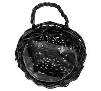 DECOMELODY Natural Wicker Hanging Flower Basket Small Wall Mounted Storage Organizer for Flowers Fruits Vegetables Black Woven Basket for Home Dorm Office Decor Space Saving Garden Display