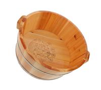 DECOMELODY Natural Wood Foot Bath Bucket with Handles Deep Soaking Tub for Full Calf Coverage Portable Foot Soak Basin for Home Sauna and Travel for Pedicure and Spa Therapy
