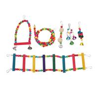 DECOMELODY Parrot Climbing Ladder with Beading and Standing Rod Bird Cage Accessories for Chewing and Exercise Quick Connect Fasteners Suitable for Parakeets Cockatiels and Budgies