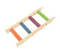 DECOMELODY Parrot Wooden Ladder Toy for Birds and Small Pets, 4-section Pet Climbing Ladder with Nail Grinding Function, Natural Wood Hamster and Chinchilla Cage Accessory for Climbing and Training