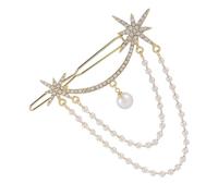 DECOMELODY Pearl Rhinestone Chain Side Hairpin Decorative Tassel Alloy Bobby Pin for Women Elegant Hair Barrette for Wedding Birthday Engagement