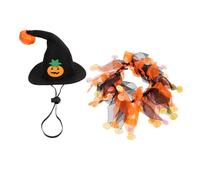 DECOMELODY Pet Halloween Hat and Scarf for Cats and Dogs Pumpkin Smile Costume Accessories for Party Decor Photography and Holiday Fun