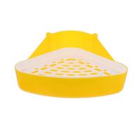 DECOMELODY Pet Litter Tray Plastic Rabbit Toilet Basin Small Animal Potty Trainer Yellow Mini Pet Toilet for Guinea Pig Chinchilla and Bunny