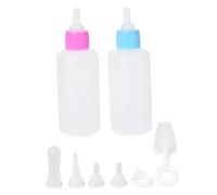 DECOMELODY Pet Nursing Kit 7pcs Set with 60ml Pet Milk Bottles, Two Sets in Pink and Blue for Puppy and Kitten Feeding Supplies