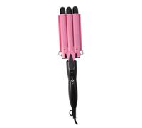 DECOMELODY Pink Electric Hair Curler with Adjustable Thermal Control Three Barrel Wavy Perm Rod for Household and Salon Use Fast Heating Ceramic PTC Heating Body Slip Handle UK Plug Acv