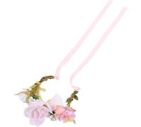 DECOMELODY Pink Flower Pet Collar Large Artificial Bloom, Small Size Floral Dog and Cat Headband Wreath for Wedding and Outdoor Decoration