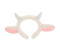 DECOMELODY Plush Lamb Ears Headband Soft Comfortable Faux Animal Horns Hair Hoop for Adults Cute Adorable Stable Fit Cartoon Style White