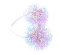 DECOMELODY Pom Pom Headband Purple Sparkly Hair Band for Carnival and Stage Performance Durable Cosplay Accessory for Halloween and Spring Celebrations Lovely Boys