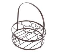 DECOMELODY Portable Beer Carrier Basket Handle, 7 Bottle Iron Craft Beer Rack in Antique Copper, Outdoor Handheld Drink Holder for Picnic and Travel