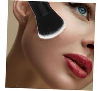 DECOMELODY Portable Dual-ended Foundation Brush for Liquid and Powder Makeup Lightweight Travel Cosmetics Applicator with Ergonomic Black Handle Precise Blending Tool for Natural Finish Face