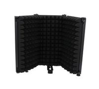 DECOMELODY Portable Microphone Isolation Shield with Adjustable Windproof Sound Absorber for Personal and Professional Recording Studio Broadcasting and Karaoke Use Black