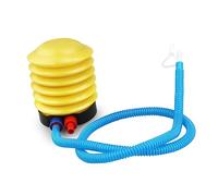 DECOMELODY Portable Mini Balloon Foot Air Pump with Long Flexible Hose Plastic Inflator for Swimming Rings and Balloons Compact Blue and Yellow Design Easy to Carry