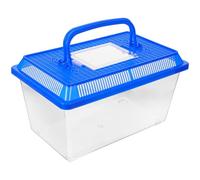 DECOMELODY Portable Plastic Turtle Breeding Tank with Lid and Basking Platform, Reptile Habitat Container for Home Turtle and Tortoise Raising, Blue Transport Box for Pet Care