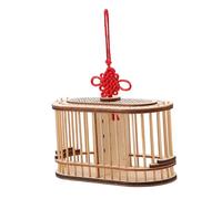 DECOMELODY Portable Wooden Cricket Cage for Outdoor Exploration Natural Insect Habitat with Creative Oval Double Compartment Design for Feeding and Transport of Grasshoppers and Insects