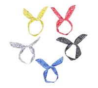 DECOMELODY Printed Wire Hairband Bowknot Wire Headbands 5Pcs Stylish Paisley Hair Holders Multipurpose Cloth Headbands for Women Birthday Photo Props