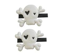 DECOMELODY Punk Style Skull Hairpin and Barrette Set 2pcs White Women Skeleton Hair Clip Halloween Party Hair Accessories