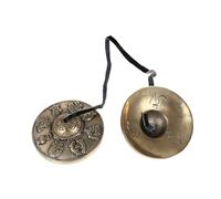 DECOMELODY Pure Copper Handmade Tibetan Cymbal Bell for Meditation Yoga with Eight Auspicious Patterns Percussion Instrument Producing High Pitched Tones Lightweight and Portable