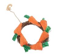 DECOMELODY Rabbit Chewing for Small Pets Hanging Molar Chew Stick with Carrot and Flower Wreath Design, Hamster and Guinea Pig Dental Care for Cage Enrichment