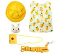 DECOMELODY Rabbit Costume Accessories with Soft Stripe Harness and Adorable Rabbit Decoration Medium for Adult Pets Breathable Comfortable Outfit with Lovely Hat and Matching Bag for Bunny